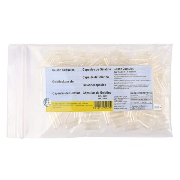 Tyhjät gelatiinikapselit 00 koko 100 kaps Dr. Clark Research association Tyhjät gelatiinikapselit 00 koko 100 kaps Dr. Clark Research association