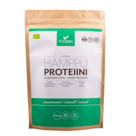Foodin kotimainen hamppuproteiinijauhe 600 g