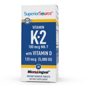 Superior Source K2-vitamin 100 µg (MK-7) + D3-vitamin 125 µg 60 tabl