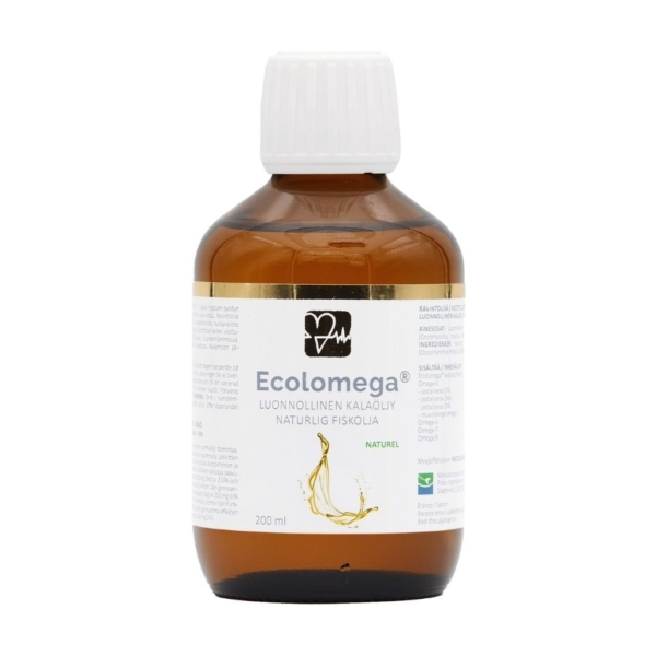 Natura Media Ecolomega nestemäinen kalaöljy maustamaton 200 ml Natura Media Ecolomega nestemäinen kalaöljy maustamaton 200 ml