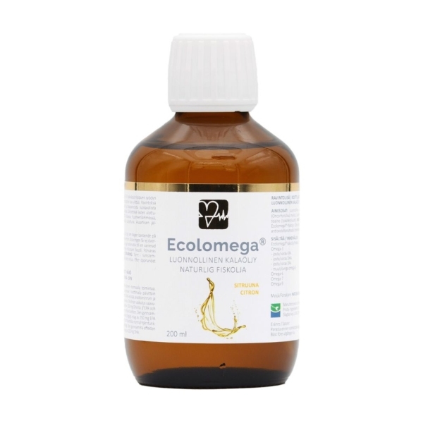 Natura Media Ecolomega nestemäinen kalaöljy sitruuna 200 ml