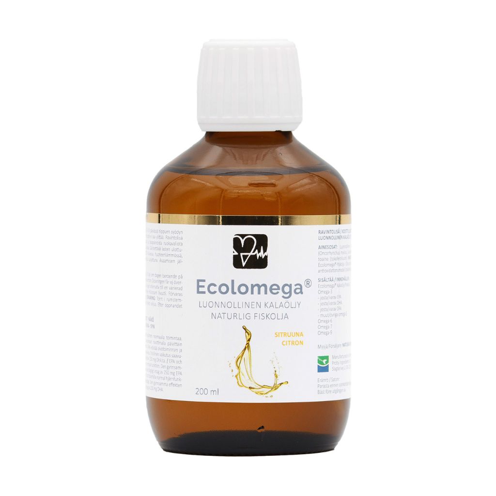 Natura Media Ecolomega nestemäinen kalaöljy sitruuna 200 ml
